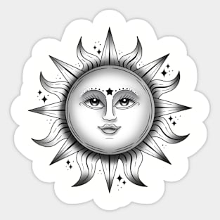 Black and white sunshine art Sticker